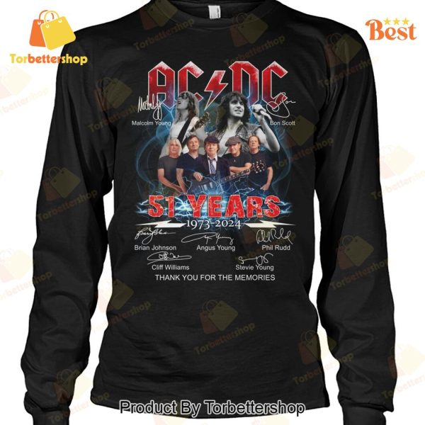 AC DC 51 Years 1973-2024 Signature Thank You For The Memories Unisex T-Shirt