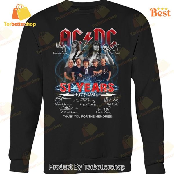 AC DC 51 Years 1973-2024 Signature Thank You For The Memories Unisex T-Shirt