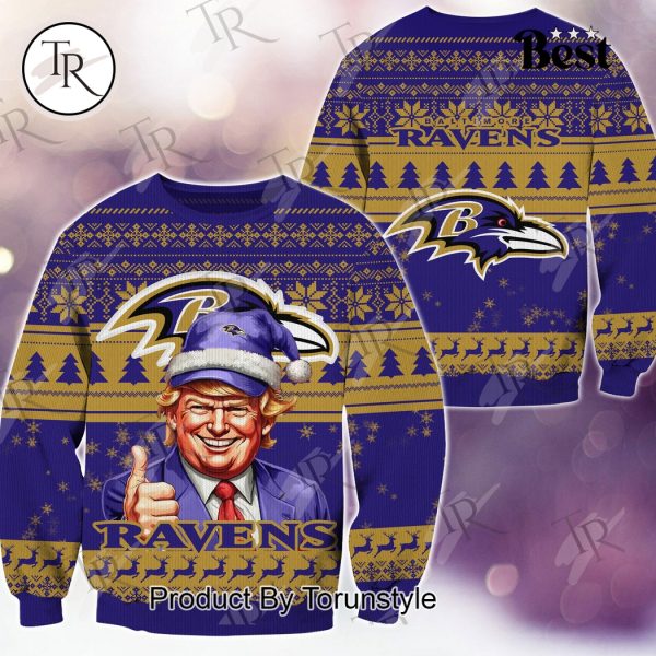 Baltimore Ravens Christmas Donald Trump Knitted Sweater