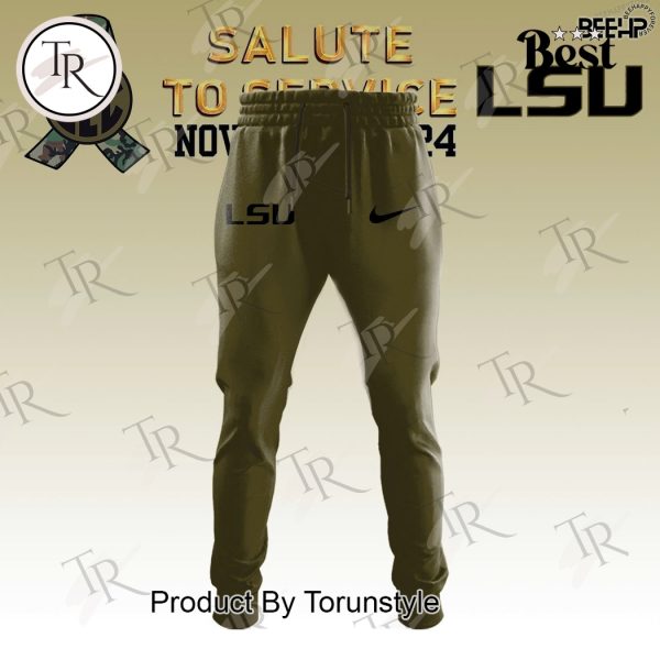 LSU Tigers Camo 2024 Salute to Service Combo Hoodie, Longpants, Cap