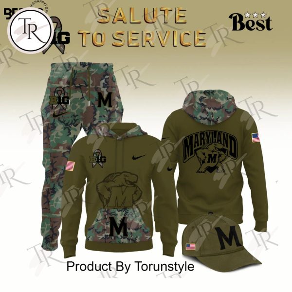 Maryland Terrapins Camo 2024 Salute to Service Combo Hoodie, Longpants, Cap