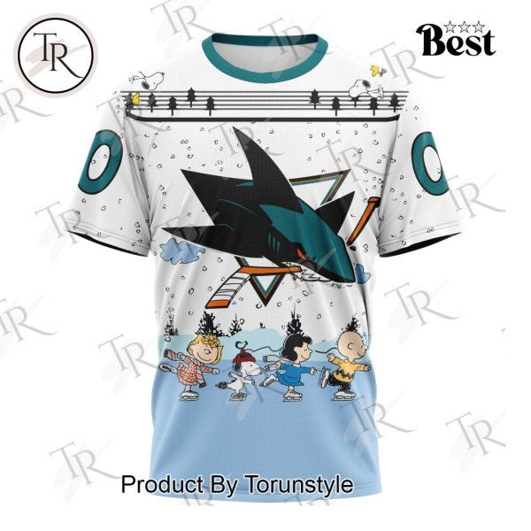 NHL San Jose Sharks Special Peanuts Ice Skating Design Hoodie