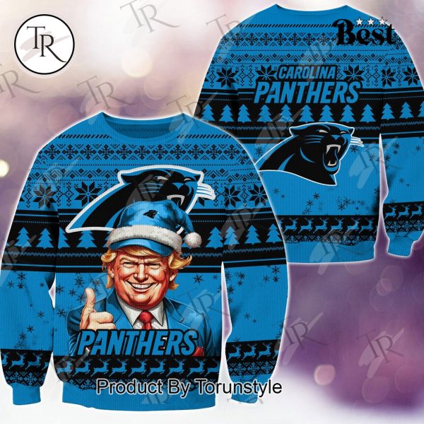 Carolina Panthers Christmas Donald Trump Knitted Sweater