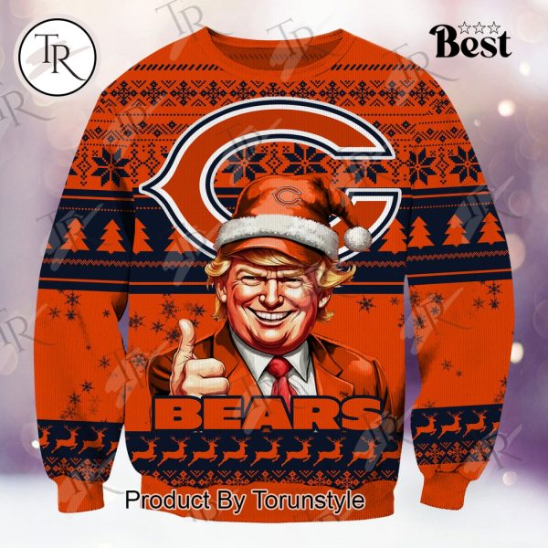 Chicago Bears Christmas Donald Trump Knitted Sweater