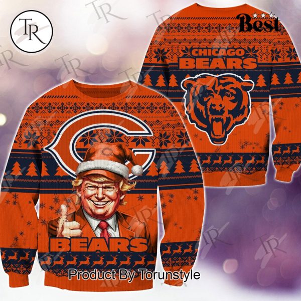 Chicago Bears Christmas Donald Trump Knitted Sweater