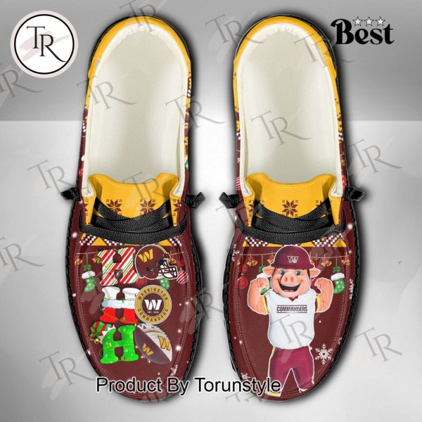 NFL Washington Commanders Ho Ho Ho Christmas Custom Name Hey Dude Shoes