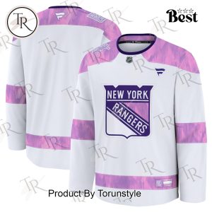 NHL New York Rangers 2024 Hockey Fights Cancer Practice Jersey – White