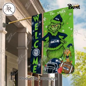 NFL Seattle seahawks Football Grinch Welcome Christmas Garden Flag – Custom Name