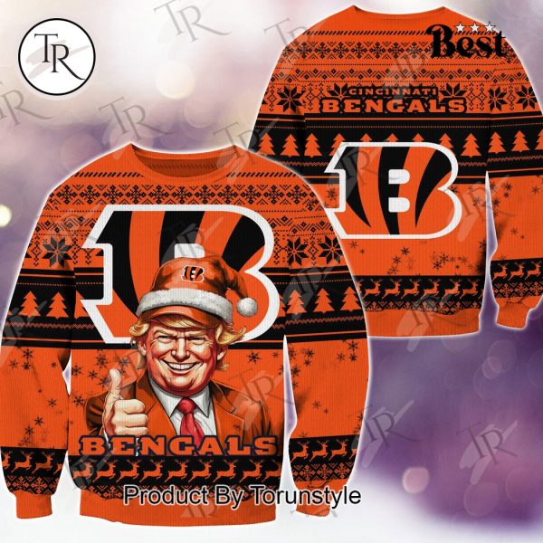 Cincinnati Bengals Christmas Donald Trump Knitted Sweater