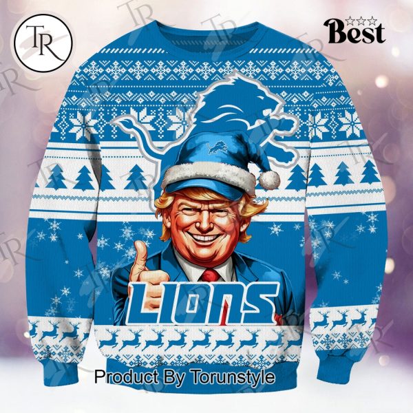 Detroit Lions Christmas Donald Trump Knitted Sweater