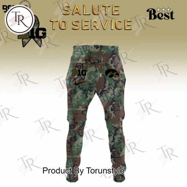 Iowa Hawkeyes Camo 2024 Salute to Service Combo Hoodie, Longpants, Cap