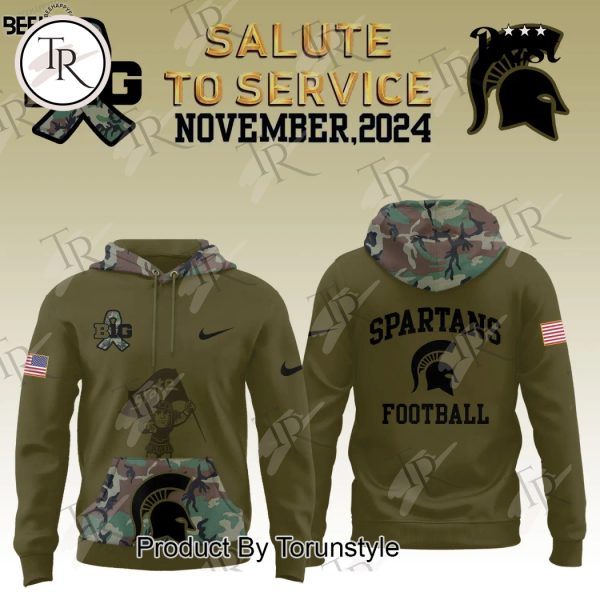 Michigan State Spartans Camo 2024 Salute to Service Combo Hoodie, Longpants, Cap