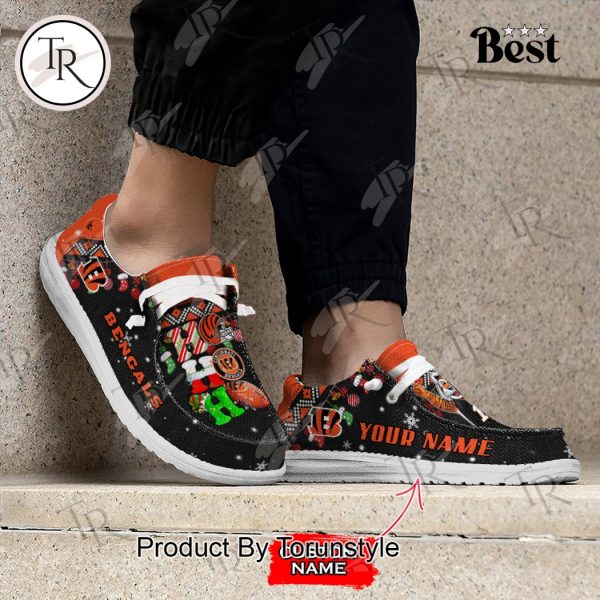 NFL Cincinnati Bengals Ho Ho Ho Christmas Custom Name Hey Dude Shoes