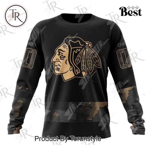 NHL Chicago Blackhawks Personalized Military Appreciation Design Hoodie