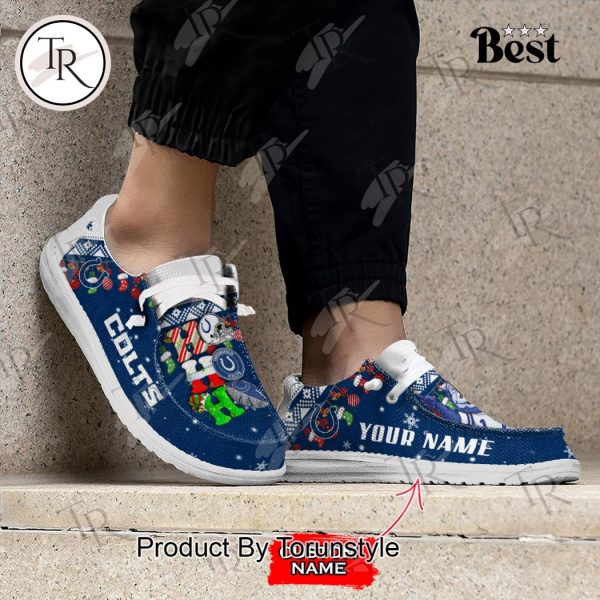 NFL Indianapolis Colts Ho Ho Ho Christmas Custom Name Hey Dude Shoes