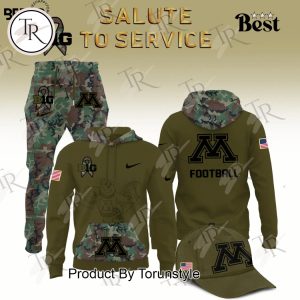 Minnesota Golden Gophers Camo 2024 Salute to Service Combo Hoodie, Longpants, Cap