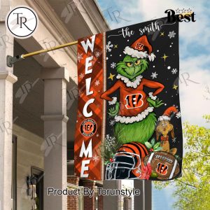 NFL Cincinnati Bengals Football Grinch Welcome Christmas Garden Flag – Custom Name