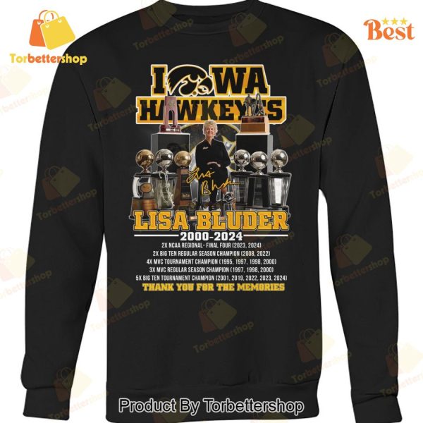 Iowa Hawkeyes Lisa Bluder 2000-2024 Signature Thank You For The Memories Unisex T-Shirt