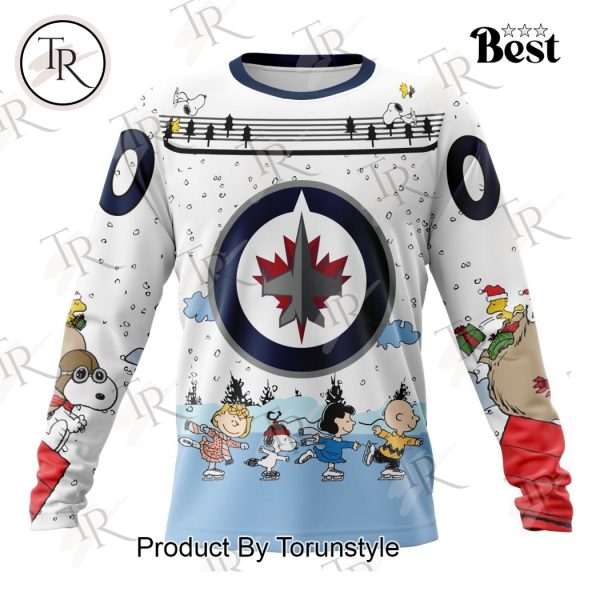 NHL Winnipeg Jets Special Peanuts Ice Skating Design Hoodie