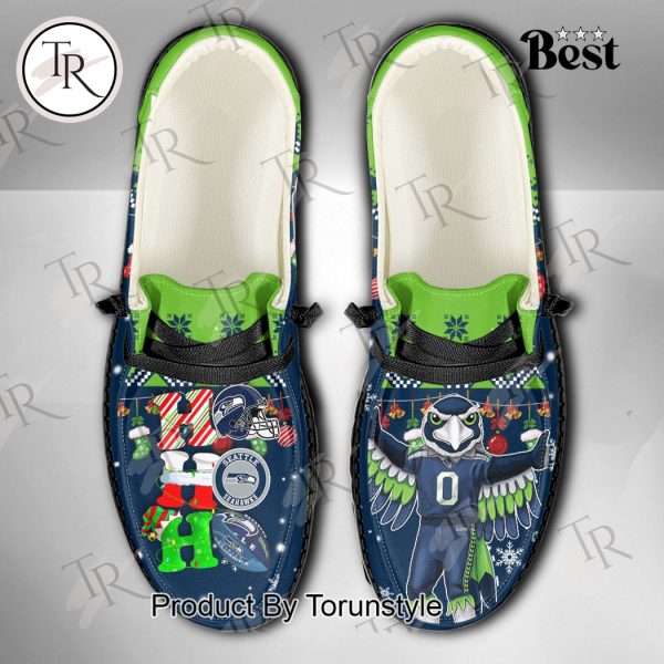 NFL Seattle Seahawks Ho Ho Ho Christmas Custom Name Hey Dude Shoes