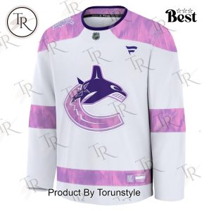 NHL Vancouver Canucks 2024 Hockey Fights Cancer Practice Jersey – White