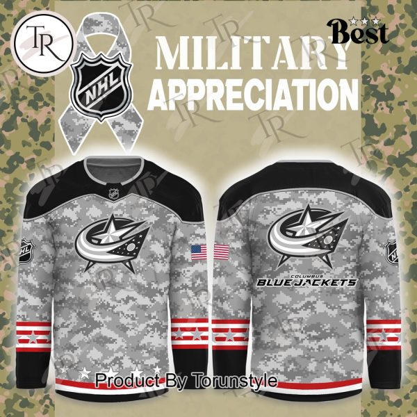 NHL Columbus Blue Jackets Arctic Camo 2024 Salute to Service Club Hockey Jersey