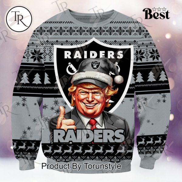 Las Vegas Raiders Christmas Donald Trump Knitted Sweater