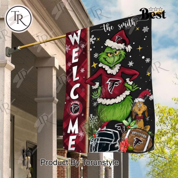 NFL Atlanta Falcons Football Grinch Welcome Christmas Garden Flag – Custom Name