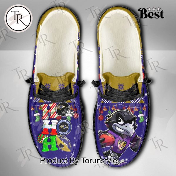 NFL Baltimore Ravens Ho Ho Ho Christmas Custom Name Hey Dude Shoes