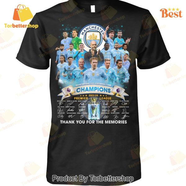 Manchester City Champions 2023-24 Premier League Signature Thank You For The Memories Unisex T-Shirt