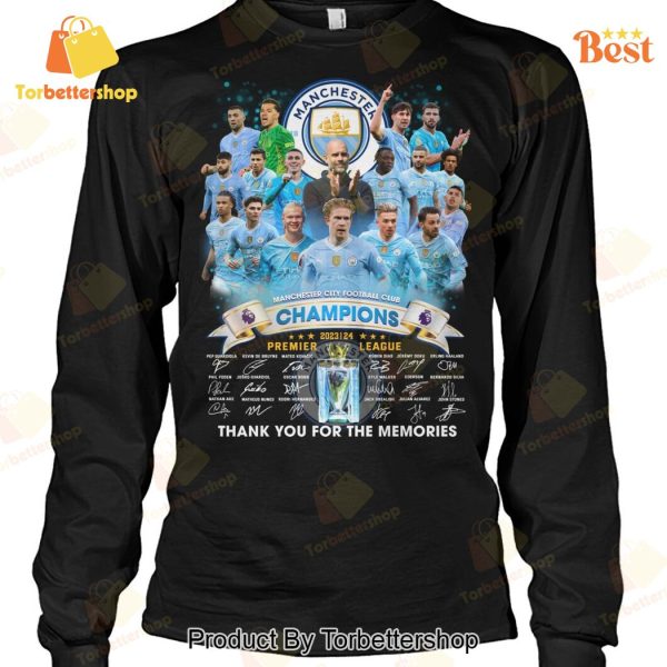 Manchester City Champions 2023-24 Premier League Signature Thank You For The Memories Unisex T-Shirt