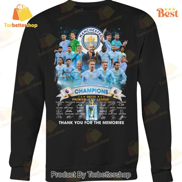 Manchester City Champions 2023-24 Premier League Signature Thank You For The Memories Unisex T-Shirt