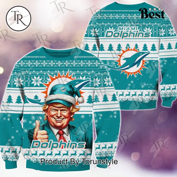 Miami Dolphins Christmas Donald Trump Knitted Sweater