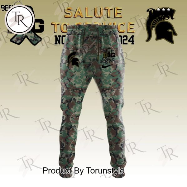 Michigan State Spartans Camo 2024 Salute to Service Combo Hoodie, Longpants, Cap