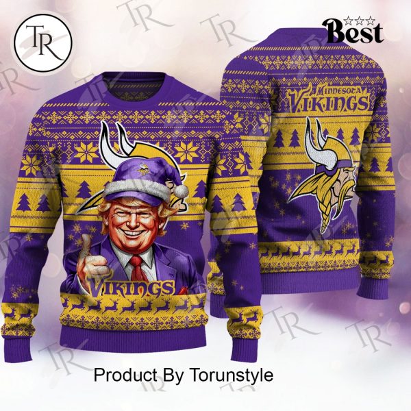 Minnesota Vikings Christmas Donald Trump Knitted Sweater