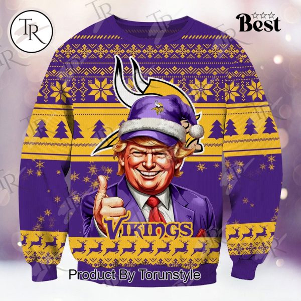 Minnesota Vikings Christmas Donald Trump Knitted Sweater