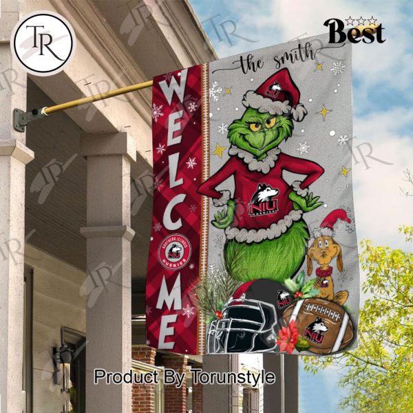 NCAA Northern Illinois Huskies Football Grinch Welcome Christmas Garden Flag – Custom Name