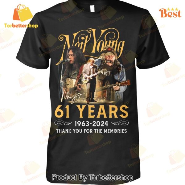 Neil Young 61 Years 1963-2024 Signature Thank You For The Memories Unisex T-Shirt