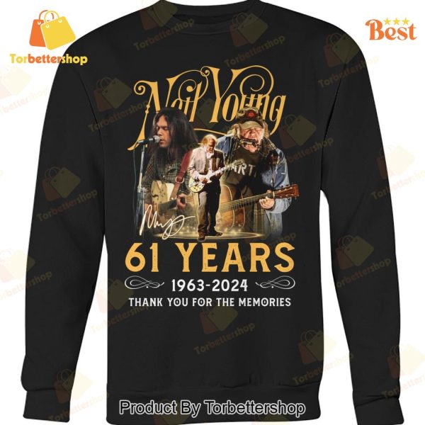 Neil Young 61 Years 1963-2024 Signature Thank You For The Memories Unisex T-Shirt