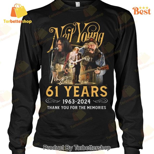 Neil Young 61 Years 1963-2024 Signature Thank You For The Memories Unisex T-Shirt