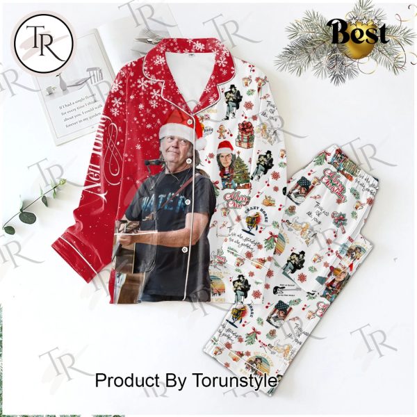 Neil Young Merry Christmas Button Down Pajamas Set