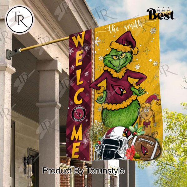 NFL Arizona Cardinals Football Grinch Welcome Christmas Garden Flag – Custom Name