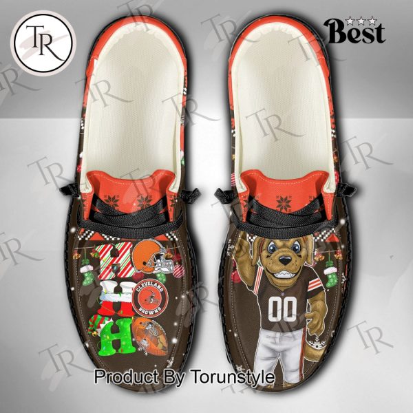 NFL Cleveland Browns Ho Ho Ho Christmas Custom Name Hey Dude Shoes