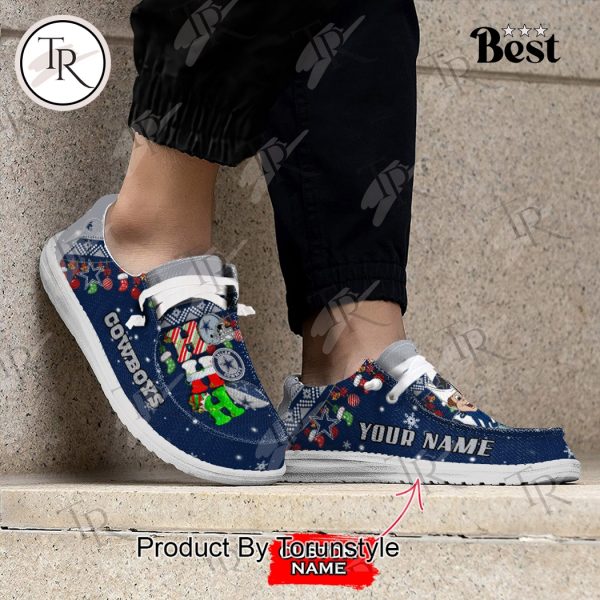 NFL Dallas Cowboys Ho Ho Ho Christmas Custom Name Hey Dude Shoes