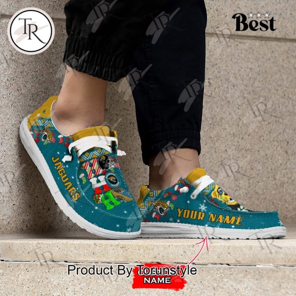 NFL Jacksonville Jaguars Ho Ho Ho Christmas Custom Name Hey Dude Shoes