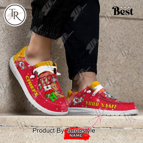 NFL Kansas City Chiefs Ho Ho Ho Christmas Custom Name Hey Dude Shoes