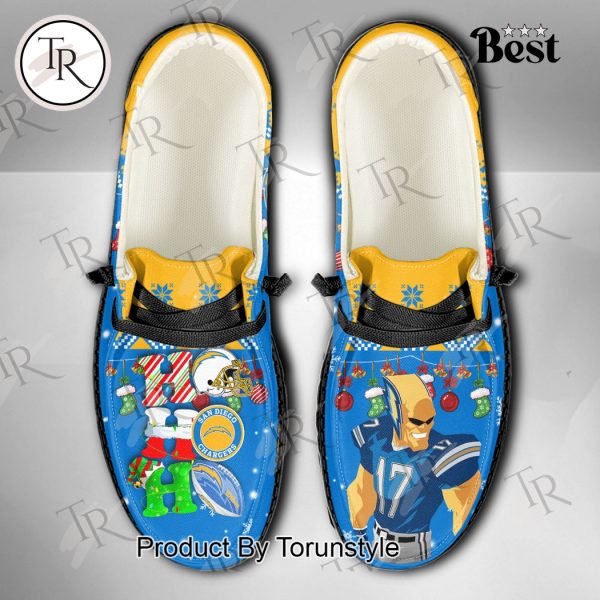 NFL Los Angeles Chargers Ho Ho Ho Christmas Custom Name Hey Dude Shoes