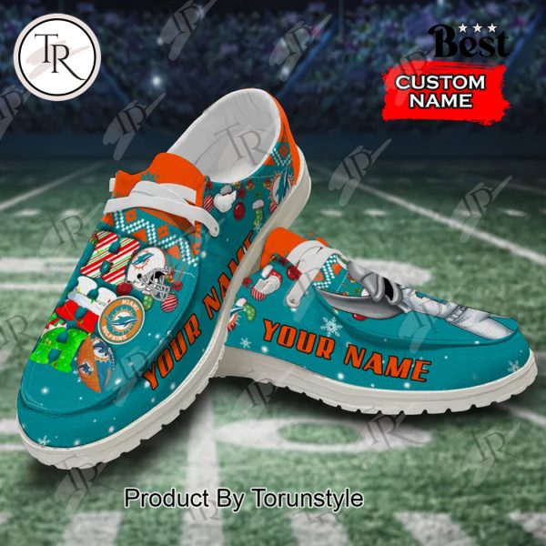 NFL Miami Dolphins Ho Ho Ho Christmas Custom Name Hey Dude Shoes