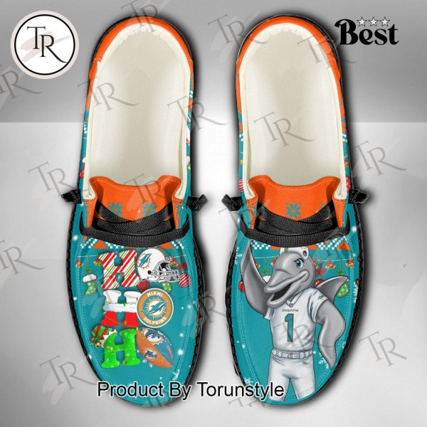 NFL Miami Dolphins Ho Ho Ho Christmas Custom Name Hey Dude Shoes