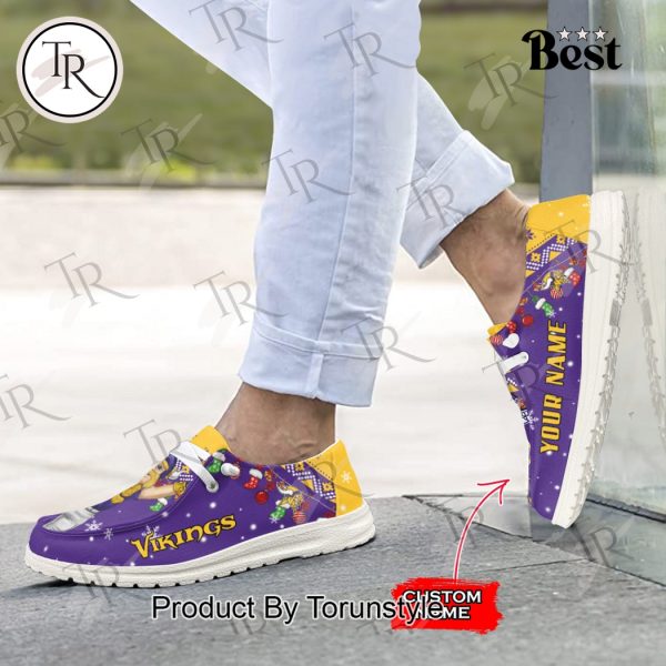 NFL Minnesota Vikings Ho Ho Ho Christmas Custom Name Hey Dude Shoes